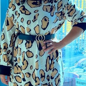 Leopard dress sweater without belt.